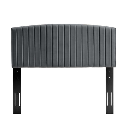 headboards | CasaFoyer Rebecca Twin Channel Tufted Performance Velvet Upholstered Headboard | Elegant, Durable, Stylish | Perfect for Guest, Teen, Kid Bedrooms | Charcoal | casafoyer.myshopify.com