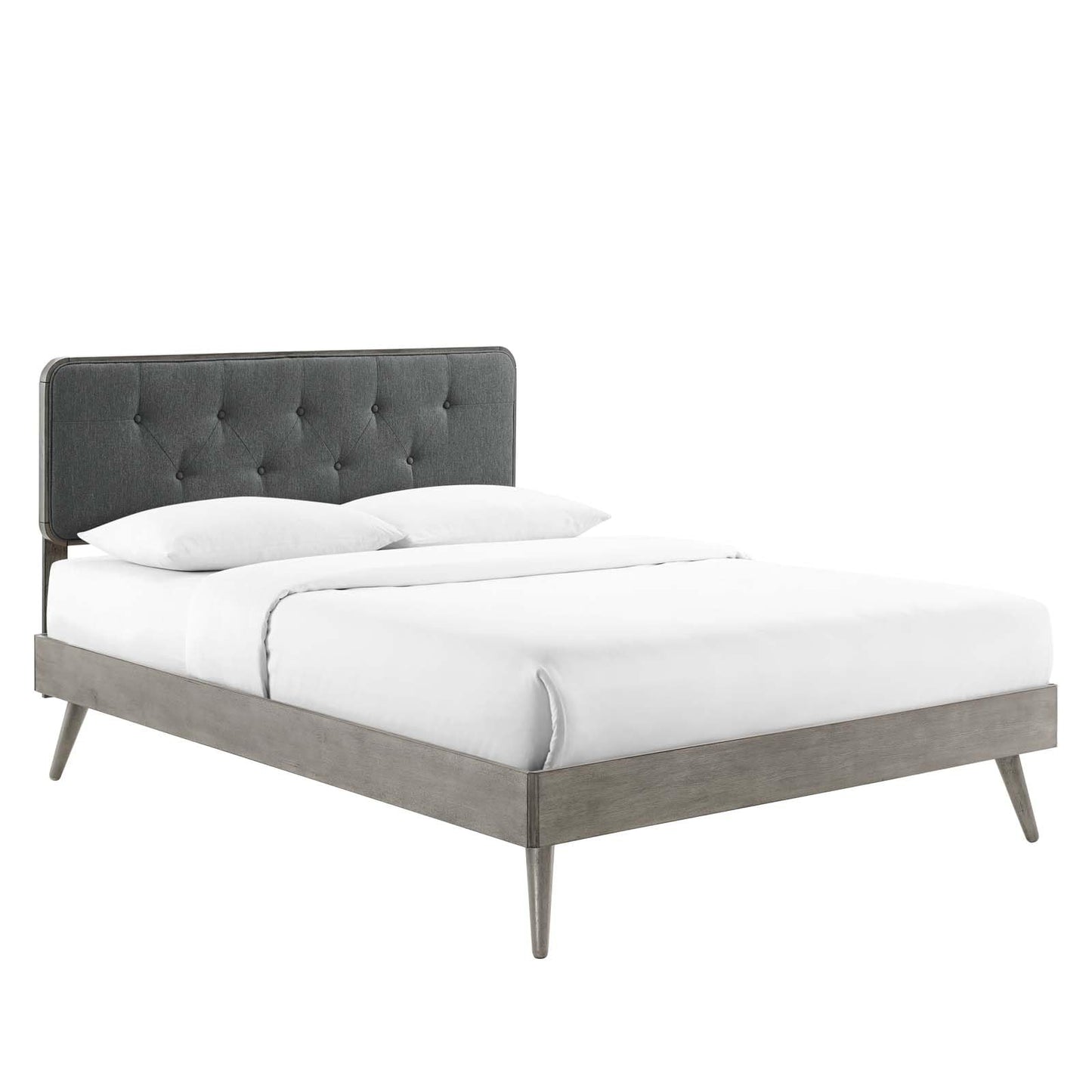 adjustable bed bases | CasaFoyer Bridgette Tufted Wood King Platform Bed | Modern Design | Wood Grain Frame | No Box Spring Needed | Supports Various Mattresses | Gray Charcoal | casafoyer.myshopify.com