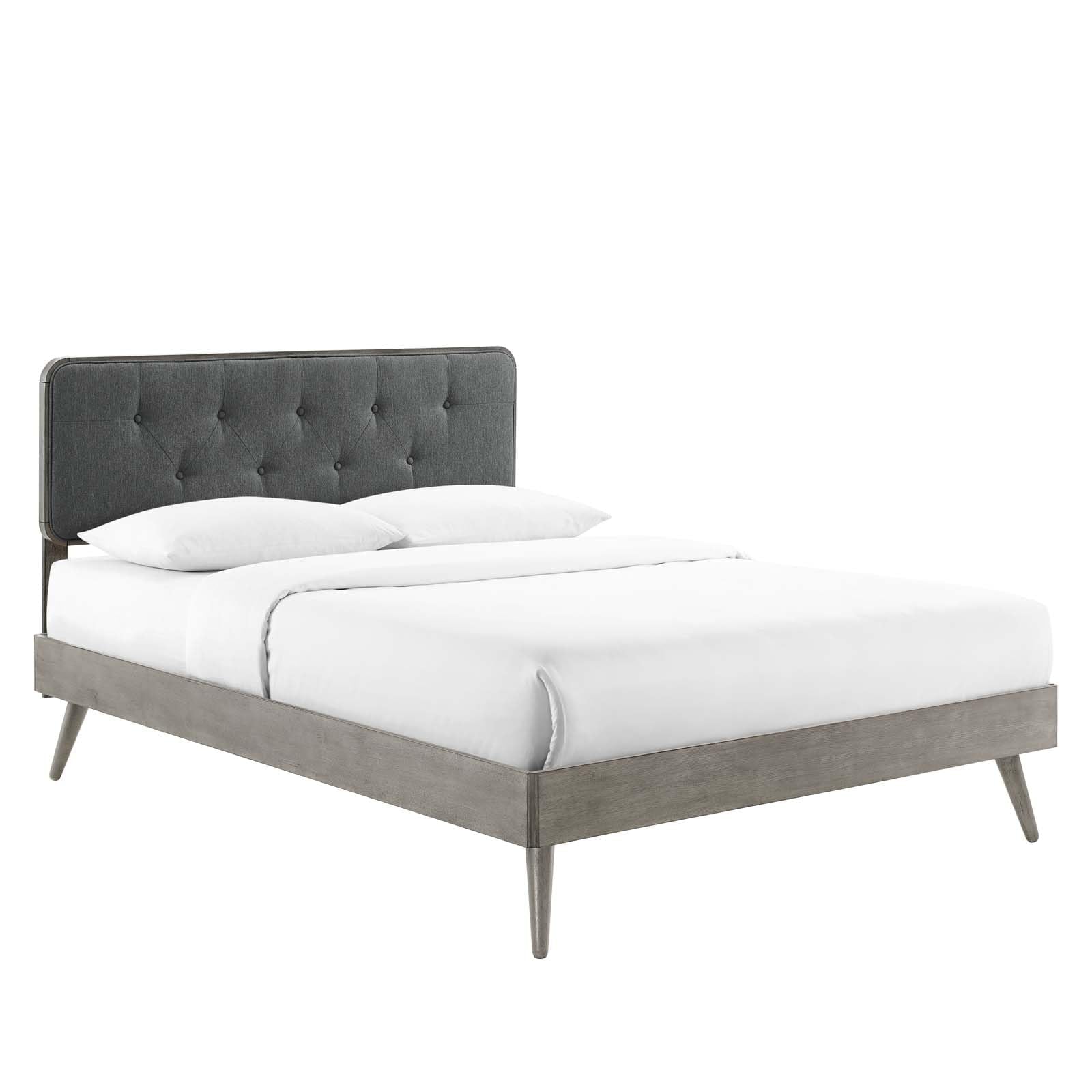 adjustable bed bases | CasaFoyer Bridgette Tufted Wood King Platform Bed | Modern Design | Wood Grain Frame | No Box Spring Needed | Supports Various Mattresses | Gray Charcoal | casafoyer.myshopify.com