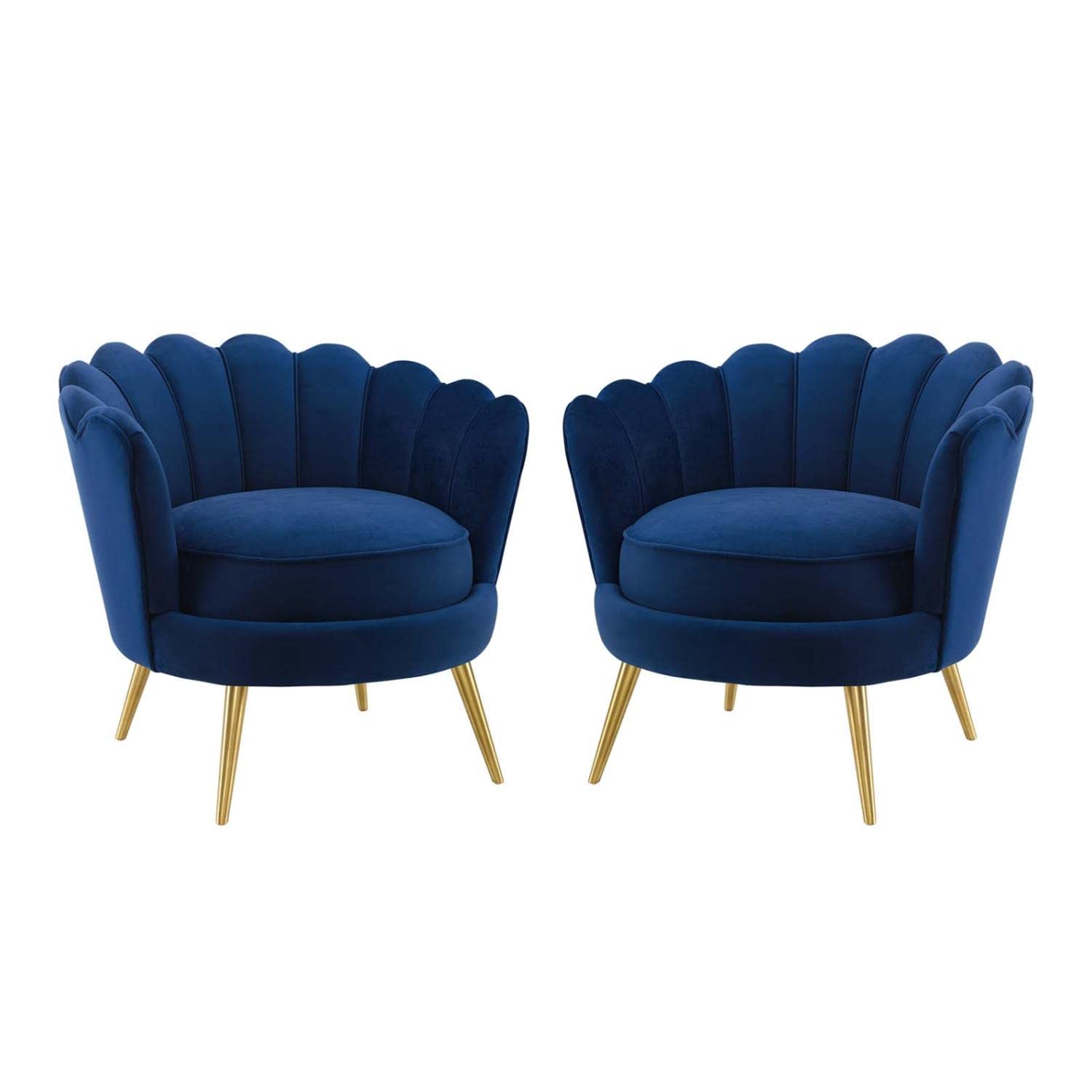 home office desk chairs | CasaFoyer Admire Scalloped Edge Performance Velvet Accent Armchair Set | Ocean-inspired Elegance, Comfort & Luxury | Includes 2 Chairs | casafoyer.myshopify.com