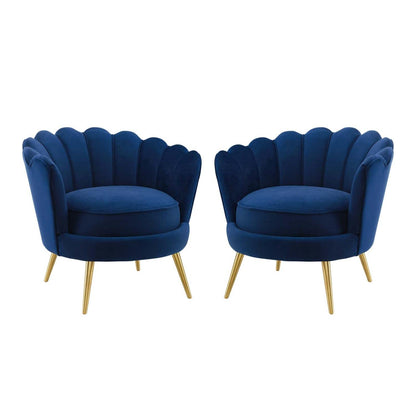 home office desk chairs | CasaFoyer Admire Scalloped Edge Performance Velvet Accent Armchair Set | Ocean-inspired Elegance, Comfort & Luxury | Includes 2 Chairs | casafoyer.myshopify.com
