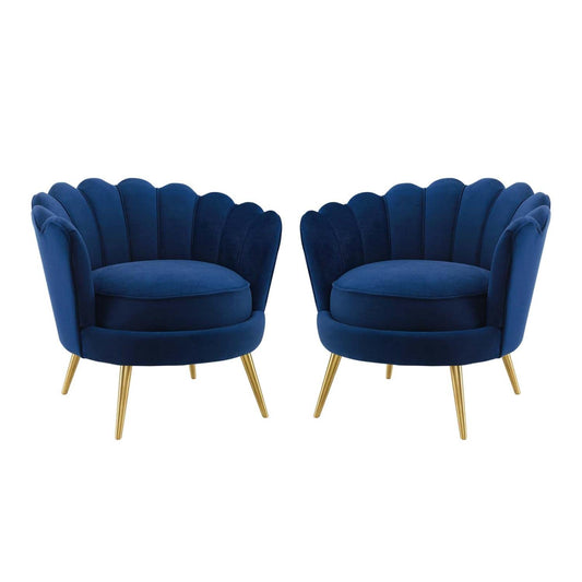 home office desk chairs | CasaFoyer Admire Scalloped Edge Performance Velvet Accent Armchair Set | Ocean-inspired Elegance, Comfort & Luxury | Includes 2 Chairs | casafoyer.myshopify.com