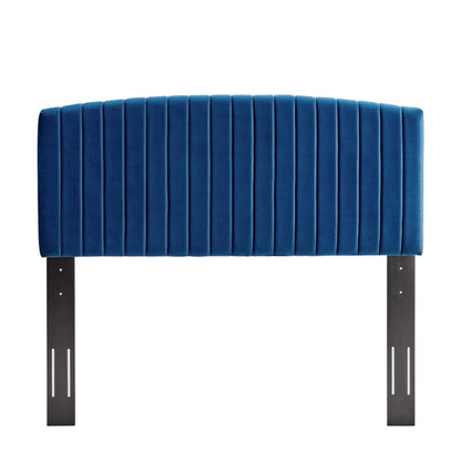 Bed | CasaFoyer Rebecca Twin Channel Tufted Performance Velvet Upholstered Headboard | Elegant, Durable, Customizable | Perfect for Guest, Teen, Kid Bedrooms | Navy | casafoyer.myshopify.com