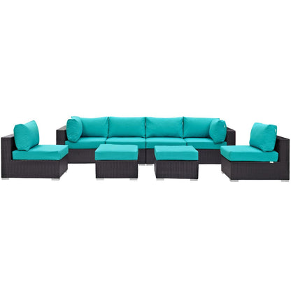 kitchen and dining room sets | CasaFoyer Convene Outdoor Sectional Set | Durable Rattan & Aluminum Frame | Weather-Resistant Cushions | 8 Piece Patio Sofa Set | casafoyer.myshopify.com