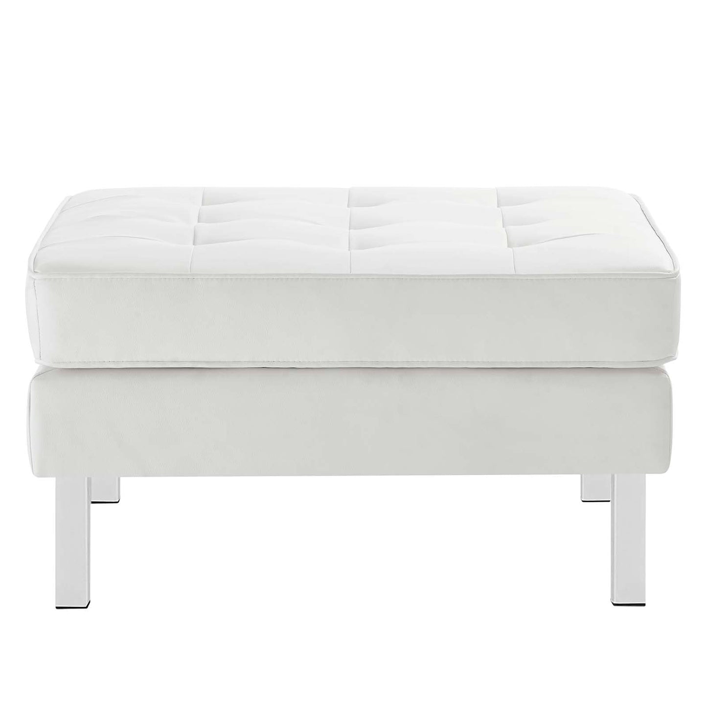 home office desk chairs | CasaFoyer Loft Tufted Button Faux Leather Ottoman | Luxurious Upholstery | Sleek Design | Stainless Steel Frame | Non-Marking Foot Caps | Supports up to 300 lbs | casafoyer.myshopify.com