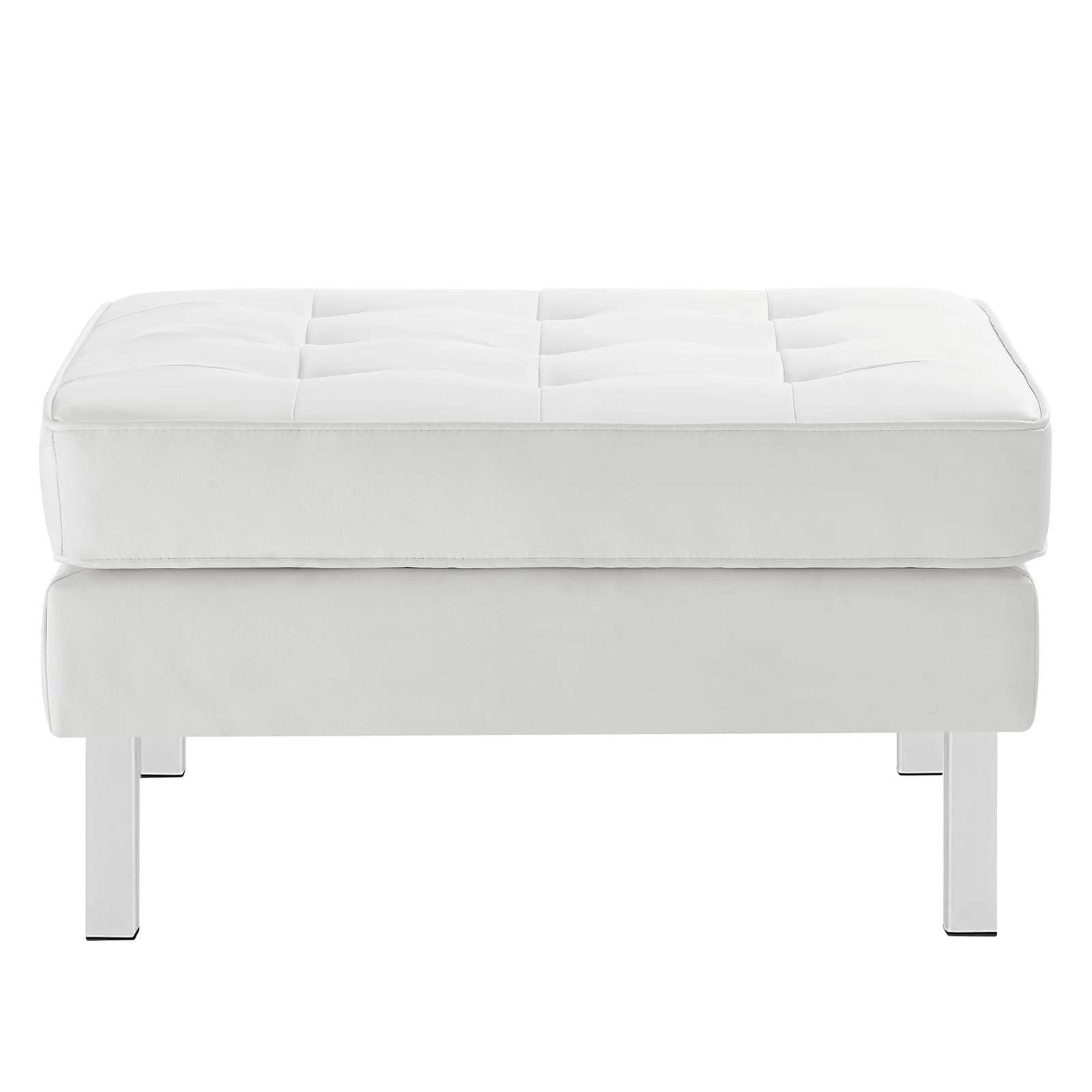 home office desk chairs | CasaFoyer Loft Tufted Button Faux Leather Ottoman | Luxurious Upholstery | Sleek Design | Stainless Steel Frame | Non-Marking Foot Caps | Supports up to 300 lbs | casafoyer.myshopify.com