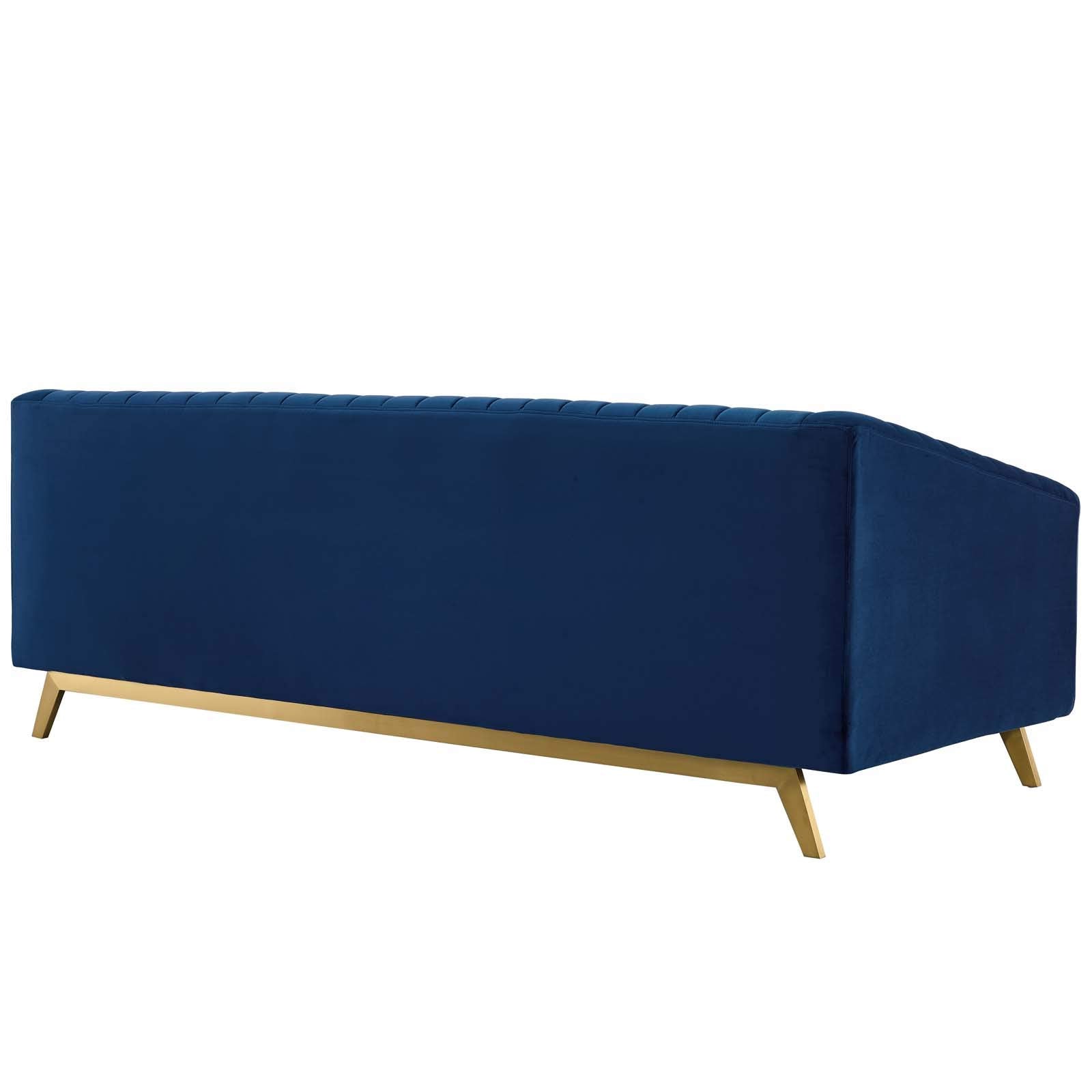home office desk chairs | CasaFoyer Valiant Performance Velvet Sofa | Retro Modern Design | Vertical Channel Tufting | Stain-Resistant Upholstery | Luxurious Comfort | Gold Stainless Steel Legs | 900 lbs Capacity | casafoyer.myshopify.com