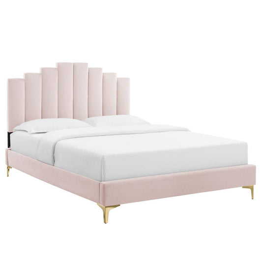 adjustable bed bases | CasaFoyer Elise Performance Velvet Full Platform Bed | Art Deco Style | Channel Tufting | Gold Metal Legs | Stain-Resistant Velvet | Supports Various Mattress Types | 800 lbs Weight Capacity | Includes Headboard & Bed Frame | Assembly Required | casafoyer.myshopify.com