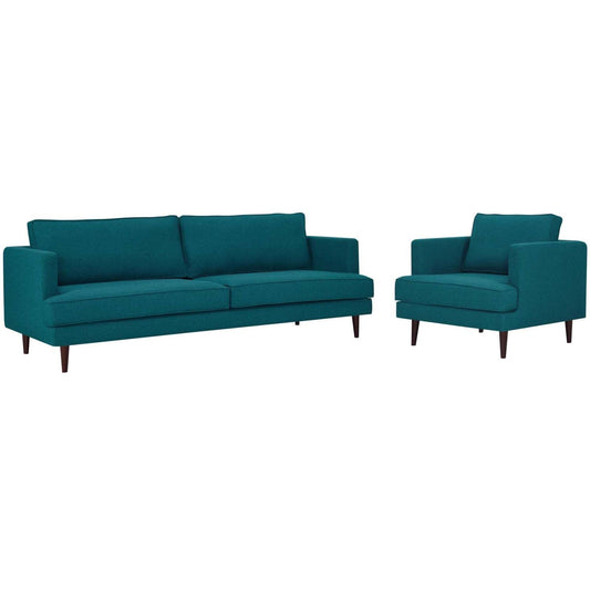 kitchen and dining room sets | CasaFoyer Agile Sofa and Armchair Set | Versatile Stylish Mid-Century Design | Foam Cushions Removable Covers | Teal | Premium Quality | casafoyer.myshopify.com