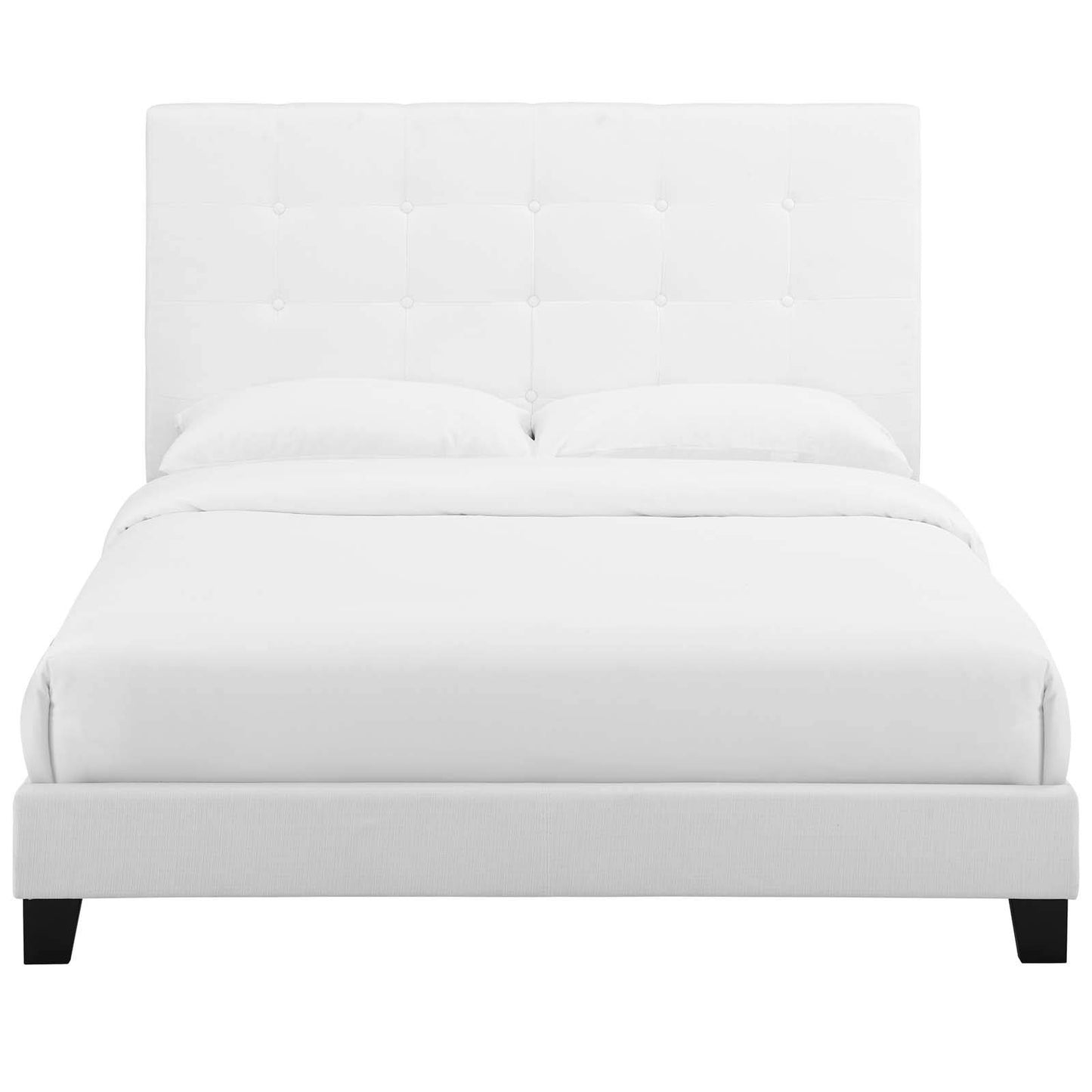 Bed | CasaFoyer Melanie Full Platform Bed | Chic Elegance | Contemporary Style | Wood Slat Support | White Upholstery | Sturdy Frame | 800 lbs Weight Capacity | casafoyer.myshopify.com