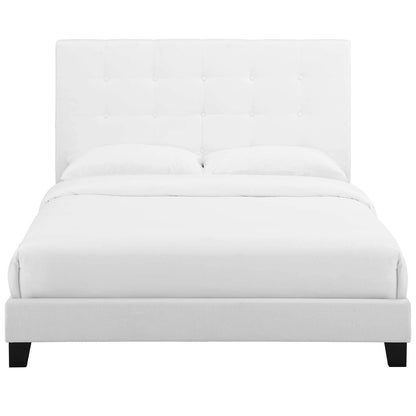 Bed | CasaFoyer Melanie Full Platform Bed | Chic Elegance | Contemporary Style | Wood Slat Support | White Upholstery | Sturdy Frame | 800 lbs Weight Capacity | casafoyer.myshopify.com