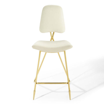 barstools | CasaFoyer Ponder Upholstered Performance Velvet Dining Room Bar Stool | Comfortable & Durable | Gold Stainless Steel Base | Set of 1 | casafoyer.myshopify.com