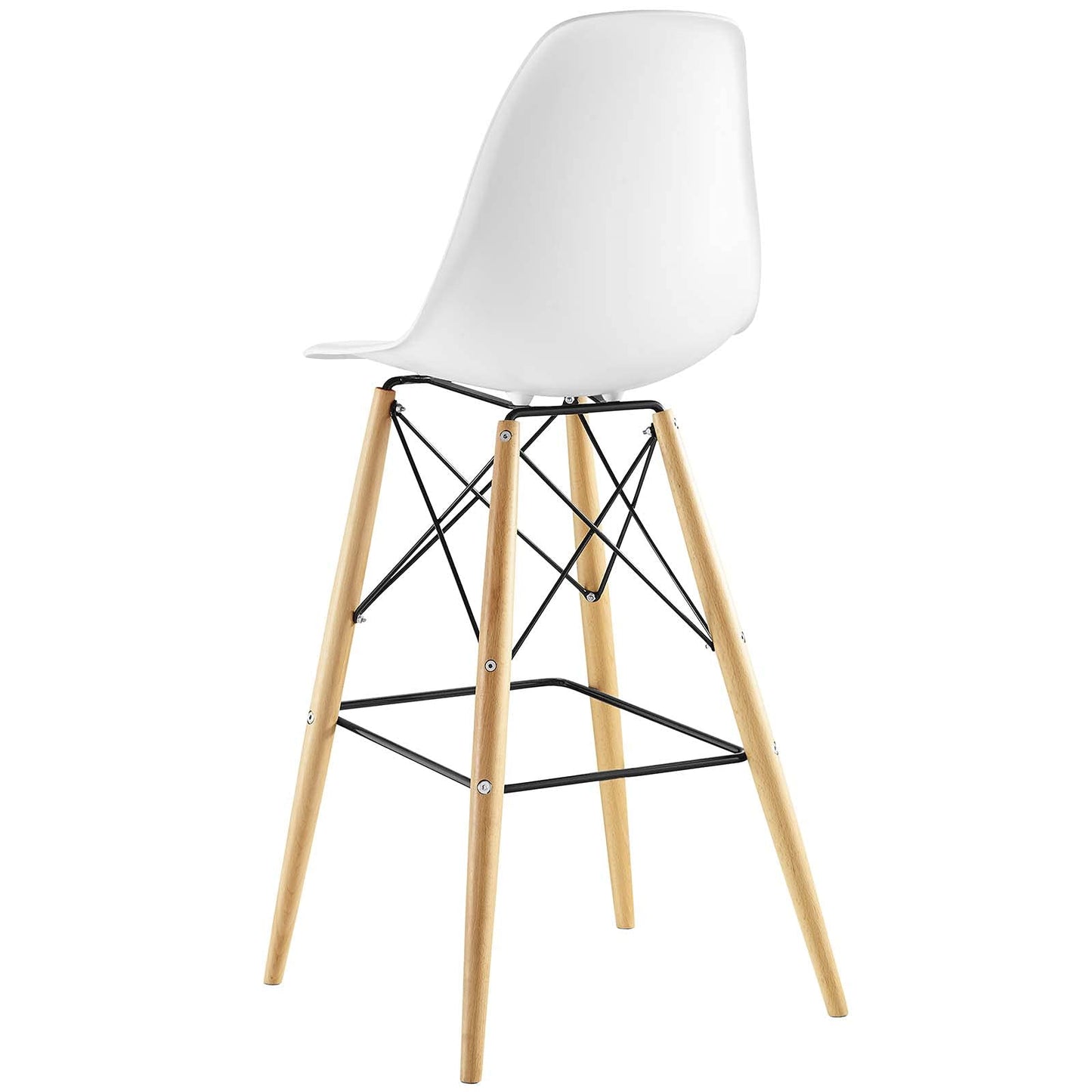 barstools | CasaFoyer Wood Pyramid Dining Side Bar Stool Set of 2 - White | Sturdy Molded Plastic Top | Solid Wood Legs | Foot Caps | casafoyer.myshopify.com