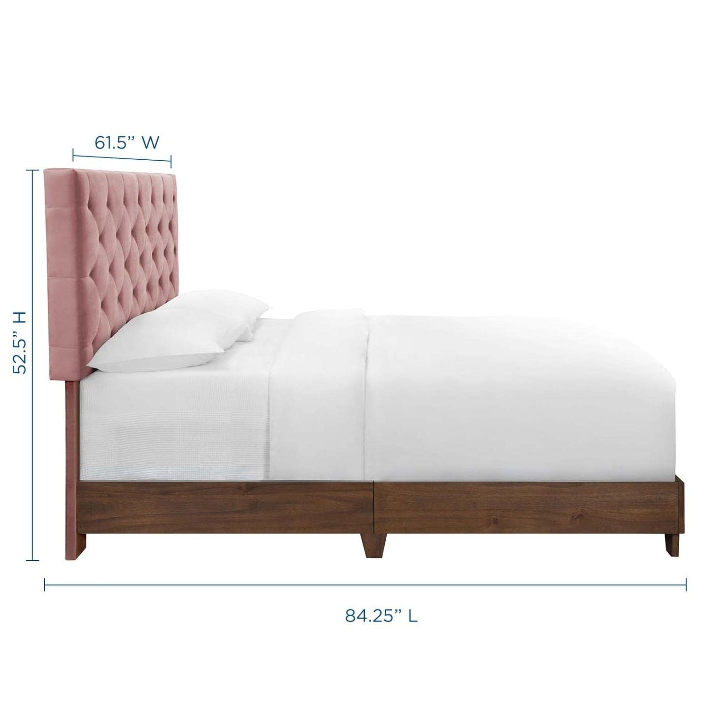 Bed | CasaFoyer Rhiannon Diamond Tufted Performance Velvet Upholstered Queen Bed | Walnut | Stain-Resistant | Dual Support Planks | Elegant Design | casafoyer.myshopify.com