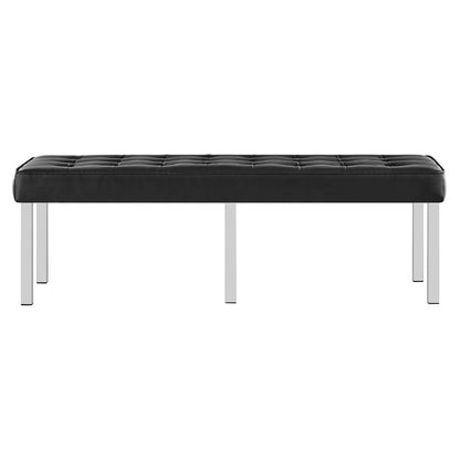 ottomans | CasaFoyer Loft Tufted Button Faux Leather Accent Entryway Bench | Contemporary Design | Stainless Steel Frame | Silver Legs | 300 lb Weight Capacity | casafoyer.myshopify.com