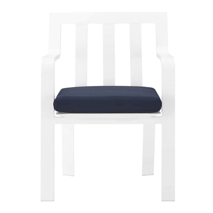 patio bistro sets | CasaFoyer Baxley Stackable Outdoor Patio Dining Armchair | Foam Padded | UV Resistant | Powder-Coated Aluminum Frame | White Navy | casafoyer.myshopify.com