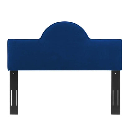 Bed | CasaFoyer Dawn Performance Velvet King/California King Headboard | Elegant Sunrise Design | Stain-Resistant Luxury Upholstery | Adjustable Height | Navy | casafoyer.myshopify.com