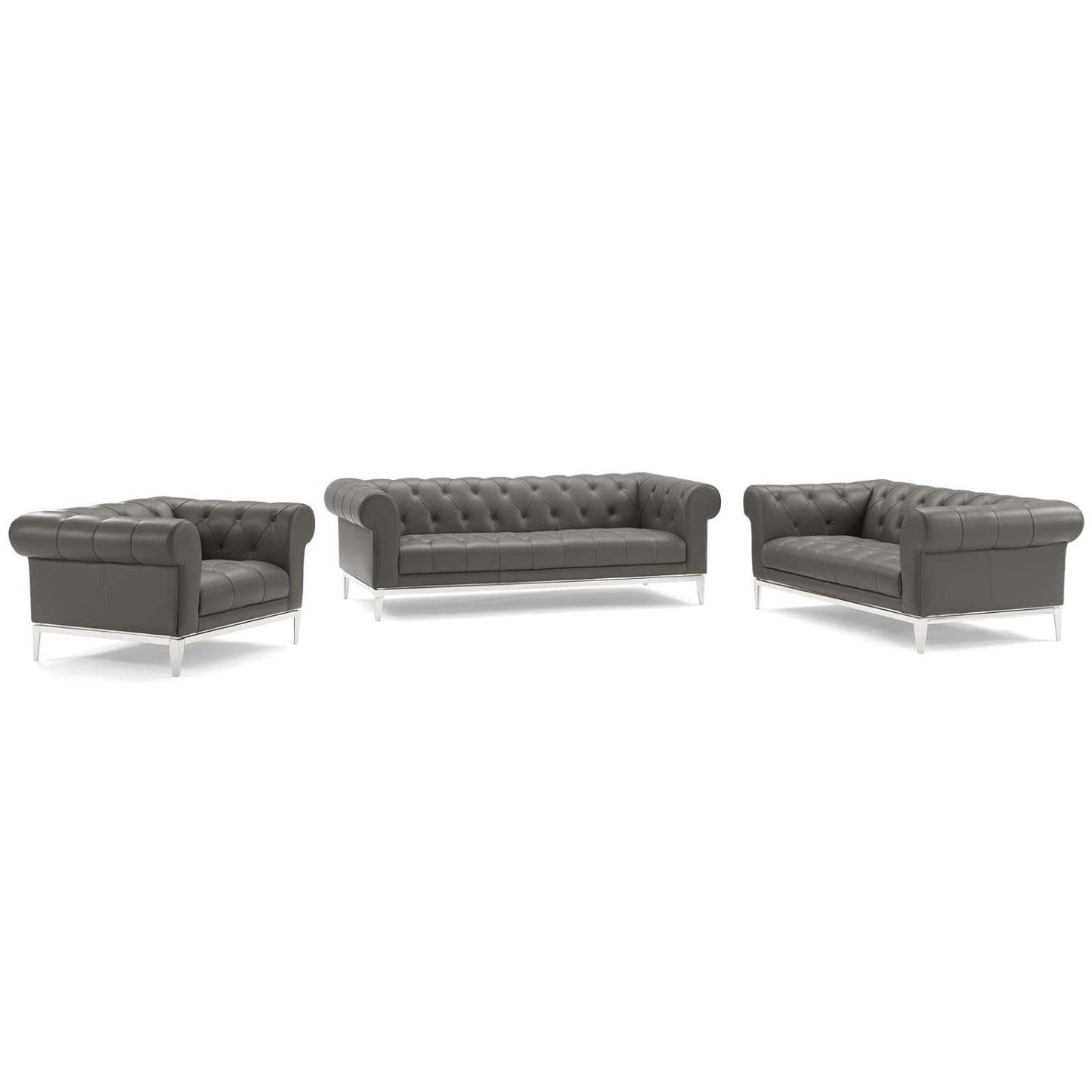 kitchen and dining room sets | CasaFoyer Idyll Leather Chesterfield 3 Piece Set | Spacious & Luxurious Seating | Supple Leather Upholstery | Rolled Arms | Tufted Button Accents | Sofa: 900 lbs, Loveseat: 600 lbs, Armchair: 300 lbs | casafoyer.myshopify.com
