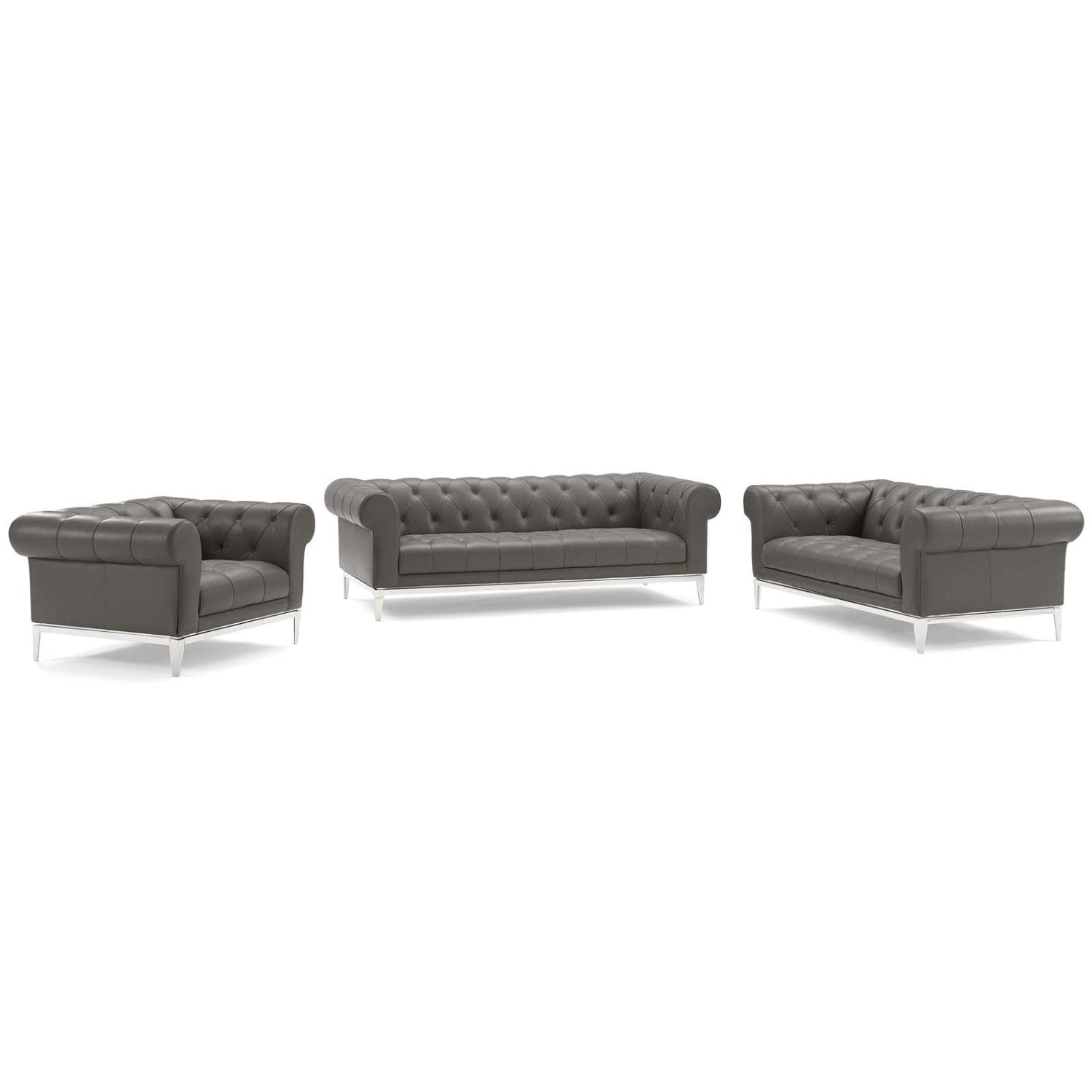 kitchen and dining room sets | CasaFoyer Idyll Leather Chesterfield 3 Piece Set | Spacious & Luxurious Seating | Supple Leather Upholstery | Rolled Arms | Tufted Button Accents | Sofa: 900 lbs, Loveseat: 600 lbs, Armchair: 300 lbs | casafoyer.myshopify.com
