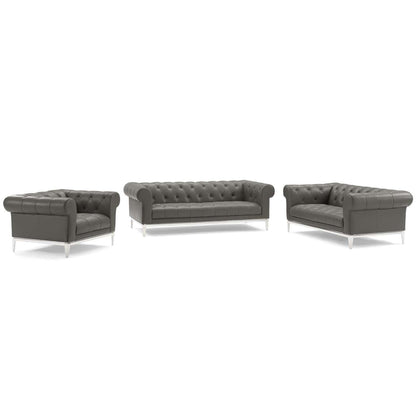 kitchen and dining room sets | CasaFoyer Idyll Leather Chesterfield 3 Piece Set | Spacious & Luxurious Seating | Supple Leather Upholstery | Rolled Arms | Tufted Button Accents | Sofa: 900 lbs, Loveseat: 600 lbs, Armchair: 300 lbs | casafoyer.myshopify.com