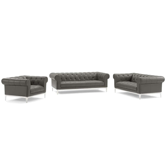 kitchen and dining room sets | CasaFoyer Idyll Leather Chesterfield 3 Piece Set | Spacious & Luxurious Seating | Supple Leather Upholstery | Rolled Arms | Tufted Button Accents | Sofa: 900 lbs, Loveseat: 600 lbs, Armchair: 300 lbs | casafoyer.myshopify.com