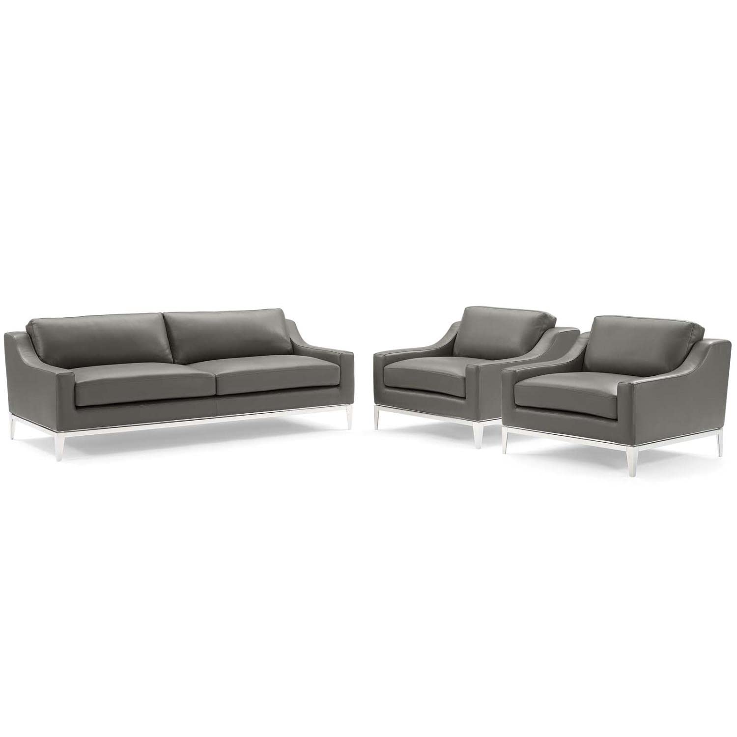 kitchen and dining room sets | CasaFoyer Harness Sofa & 2 Armchair Set | Luxurious Leather Upholstery | Comfortable Foam Cushions | Durable Spring Support | Polished Stainless Steel Frame | Non-Marking Foot Caps | Perfect for Any Room | casafoyer.myshopify.com