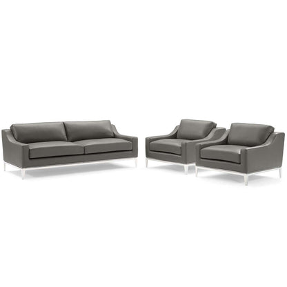kitchen and dining room sets | CasaFoyer Harness Sofa & 2 Armchair Set | Luxurious Leather Upholstery | Comfortable Foam Cushions | Durable Spring Support | Polished Stainless Steel Frame | Non-Marking Foot Caps | Perfect for Any Room | casafoyer.myshopify.com