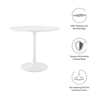 Dining Table | Lippa 36 Round Dining Table | Timeless Modern Design | White Top | Metal Base | Chip-Resistant Finish | casafoyer.myshopify.com