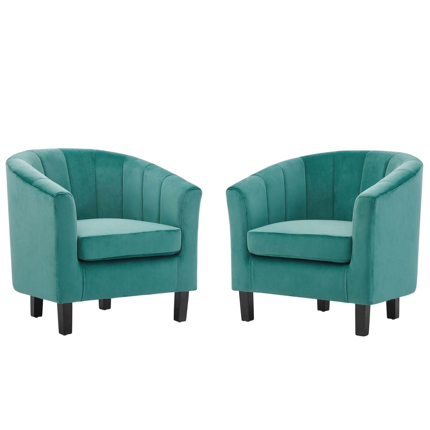 home office desk chairs | CasaFoyer Prospect Performance Velvet Armchair Set of 2 | Stain-Resistant | Channel Tufted | Retro Modern Design | Teal | casafoyer.myshopify.com
