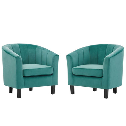 home office desk chairs | CasaFoyer Prospect Performance Velvet Armchair Set of 2 | Stain-Resistant | Channel Tufted | Retro Modern Design | Teal | casafoyer.myshopify.com