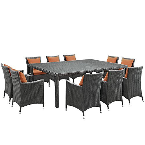 kitchen and dining room sets | CasaFoyer Sojourn Outdoor Patio Furniture Set | 11 Piece Dining Collection | Sunbrella Cushions | Synthetic Rattan Weave | UV Protection | Aluminum Frame | casafoyer.myshopify.com