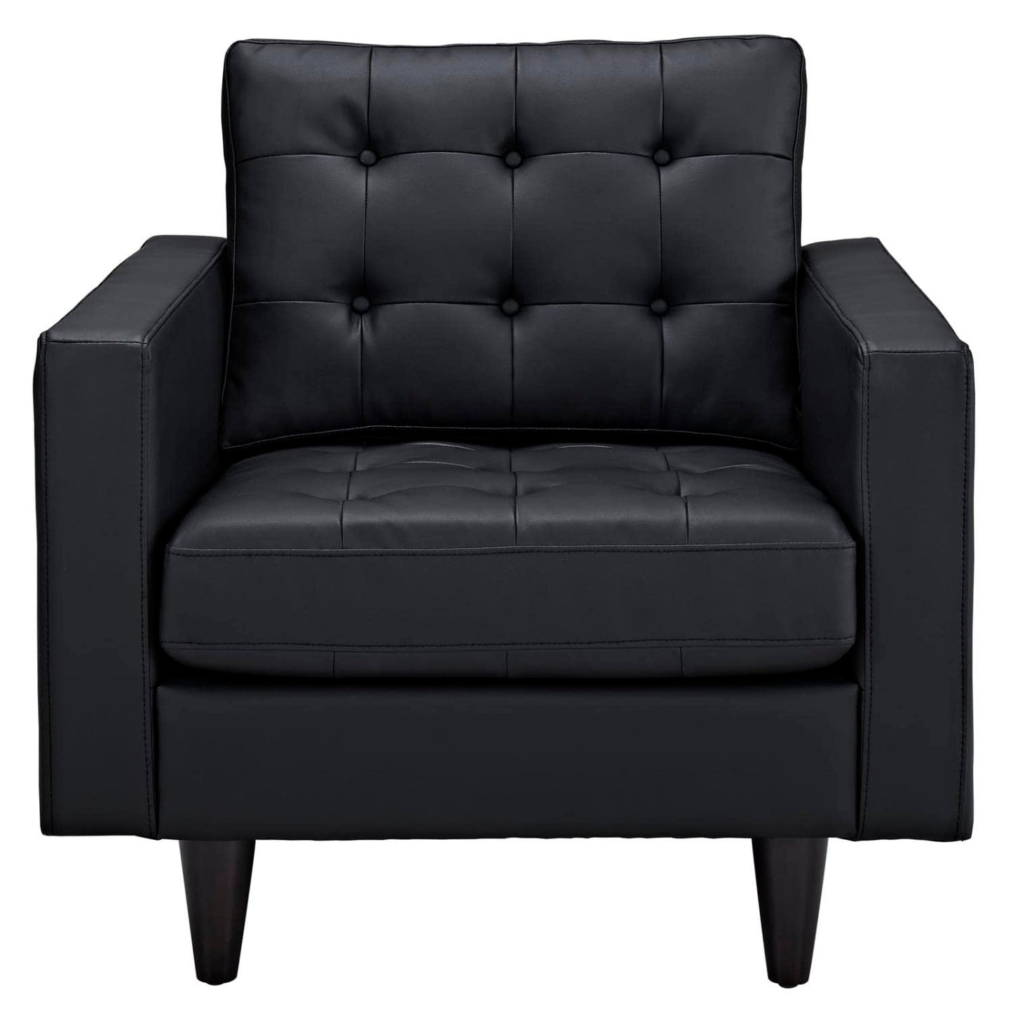kitchen and dining room sets | CasaFoyer Empress Holistic Furniture | Set of 2 Black Leather Armchairs | Tufted Buttons, Luxurious Cushions, Regal Armrests | Sturdy Wooden Legs, Floor-Protecting Glides | casafoyer.myshopify.com