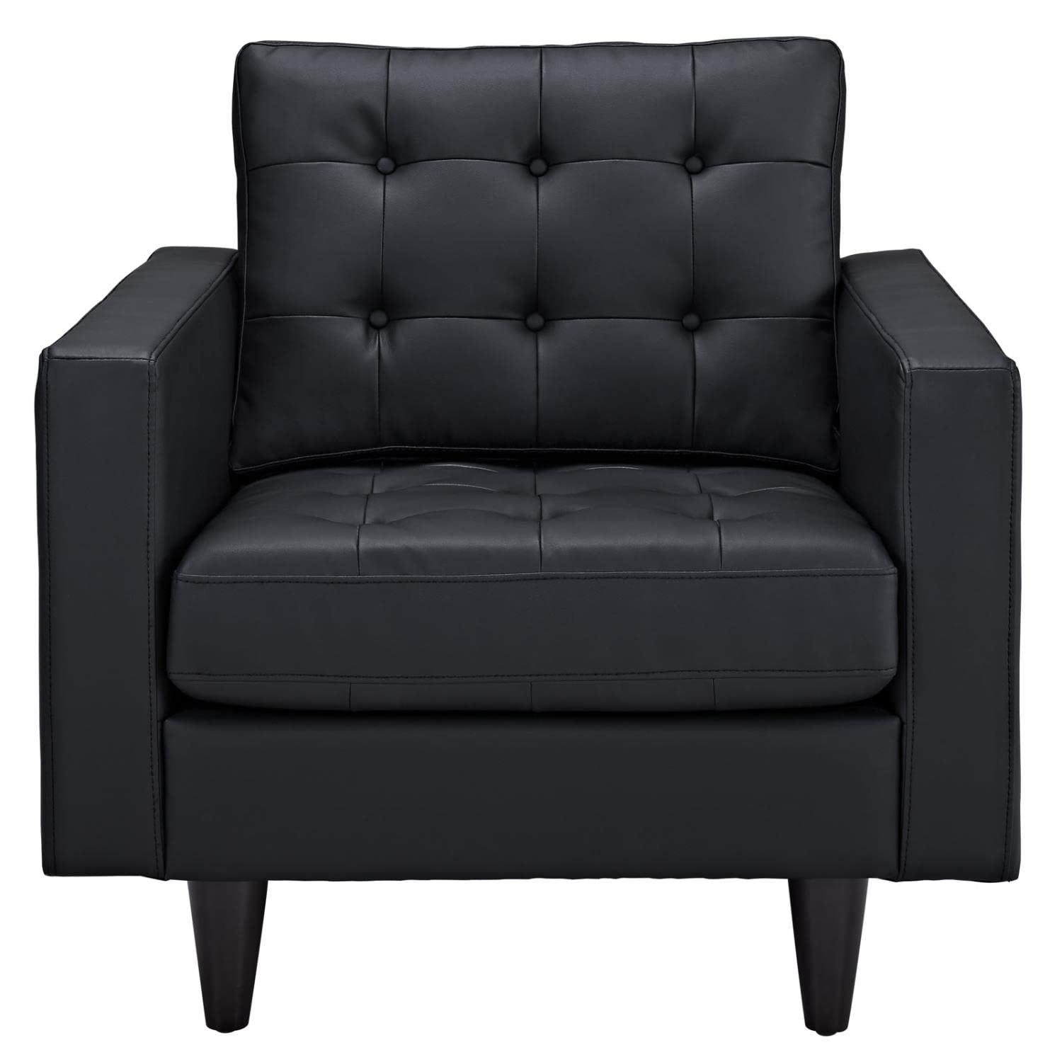kitchen and dining room sets | CasaFoyer Empress Holistic Furniture | Set of 2 Black Leather Armchairs | Tufted Buttons, Luxurious Cushions, Regal Armrests | Sturdy Wooden Legs, Floor-Protecting Glides | casafoyer.myshopify.com