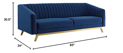 home office desk chairs | CasaFoyer Valiant Performance Velvet Sofa | Retro Modern Design | Vertical Channel Tufting | Stain-Resistant Upholstery | Luxurious Comfort | Gold Stainless Steel Legs | 900 lbs Capacity | casafoyer.myshopify.com