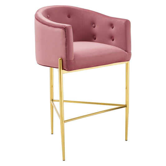 barstools | CasaFoyer Savour Tufted Performance Velvet Bar Stool | Elegant & Comfortable | Stain-Resistant | 300 lbs Weight Capacity | 29 Seat Height | casafoyer.myshopify.com