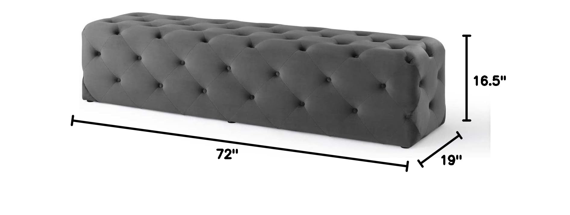 ottomans | CasaFoyer Amour 72 Tufted Button Entryway Bench | Stain-Resistant Velvet | Comfortable Seating | Stylish & Sturdy | Supports 550 lbs | Gray | casafoyer.myshopify.com
