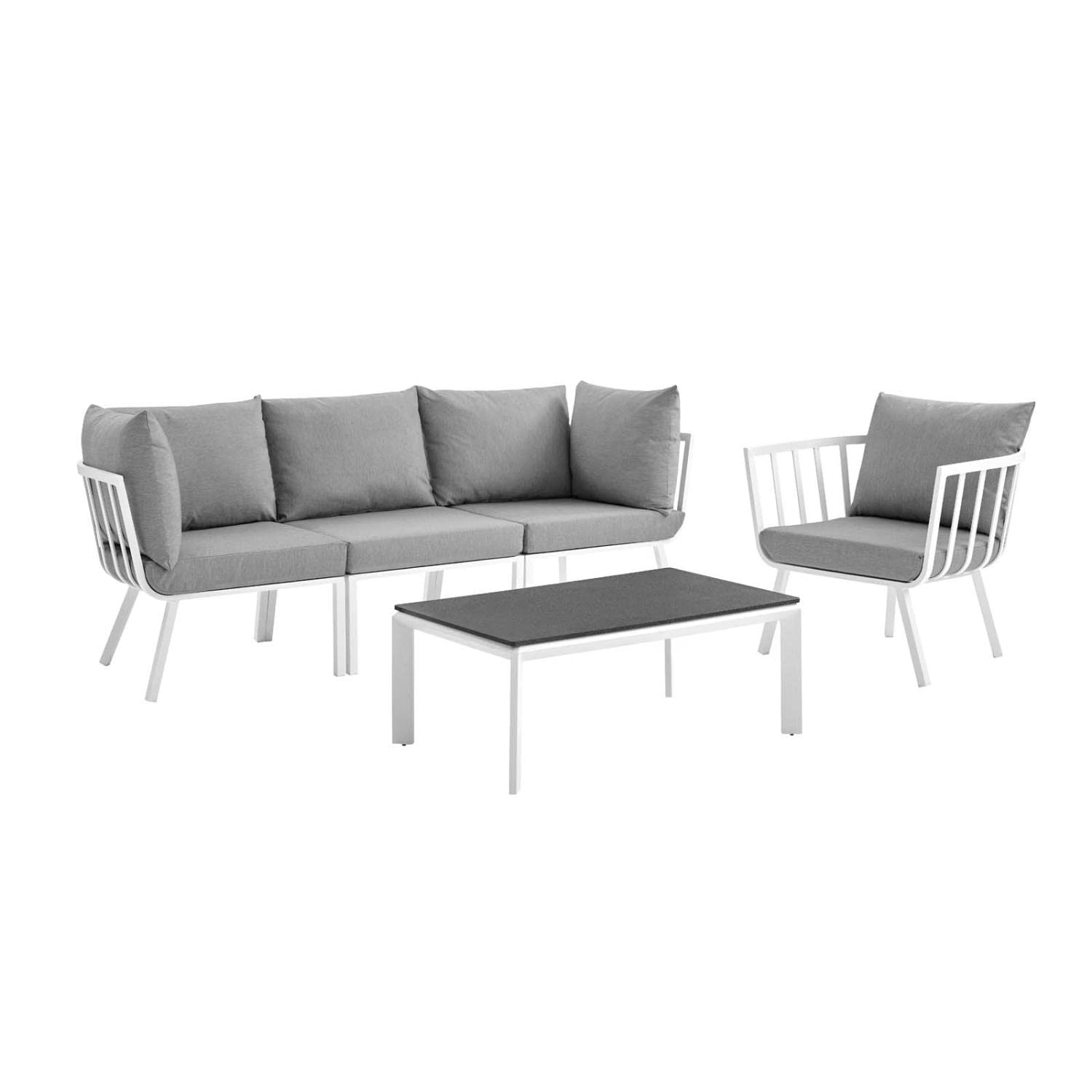kitchen and dining room sets | CasaFoyer Riverside Outdoor Patio Aluminum Sofa Set | Coastal Design | UV-Resistant Cushions | Sturdy Frame | Scratch-Resistant Table | 5 Piece Set | casafoyer.myshopify.com
