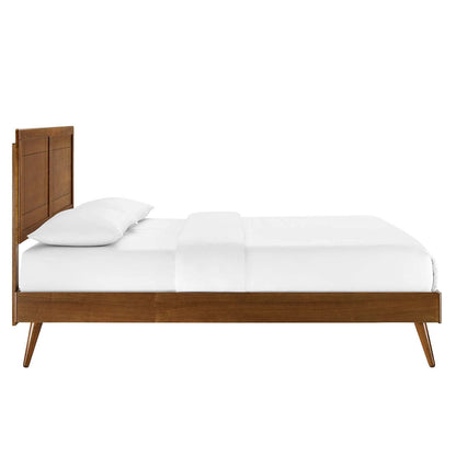 Bed | CasaFoyer Marlee Wood Twin Platform Bed | Modern Design with Retro Touch | Window Pane Headboard | Sturdy & Durable | No Box Spring Needed | Accommodates Various Mattresses | Easy Assembly | Walnut Finish | casafoyer.myshopify.com