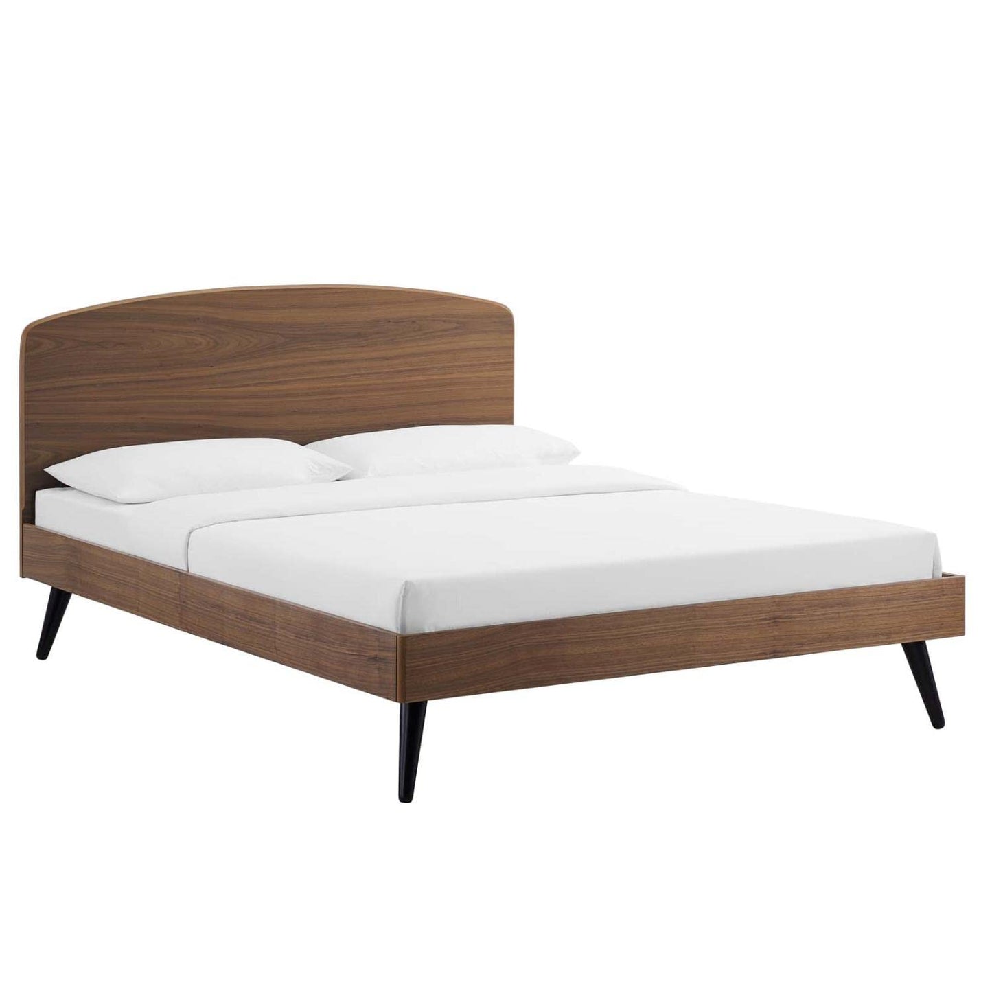Bed | CasaFoyer Bronwen Wood Queen Platform Bed | Timeless Mid-Century Design | Sturdy Construction | No Box Spring Needed | Supports Various Mattress Types | Easy Assembly | Walnut Finish | casafoyer.myshopify.com