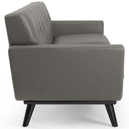 sofas | CasaFoyer Engage Mid-Century Modern Tufted Top-Grain Leather Sofa | Plush & Stylish Lounge Furniture | Gray | Living Room, Lounge, or Office | casafoyer.myshopify.com