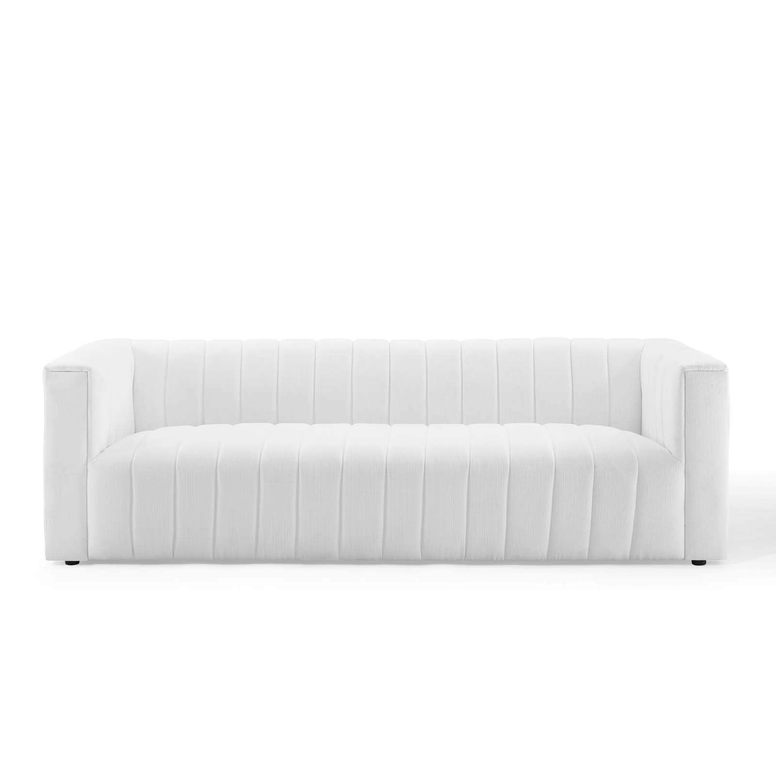 sofas | CasaFoyer Sophisticated Reflection Channel Tufted Fabric Sofa | Retro Modern Design | Comfortable & Durable | Suitable for Living Room, Lounge or Home Office | White | casafoyer.myshopify.com