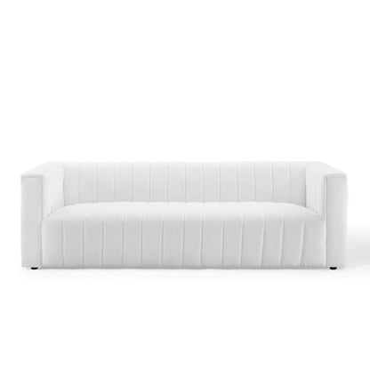 sofas | CasaFoyer Sophisticated Reflection Channel Tufted Fabric Sofa | Retro Modern Design | Comfortable & Durable | Suitable for Living Room, Lounge or Home Office | White | casafoyer.myshopify.com