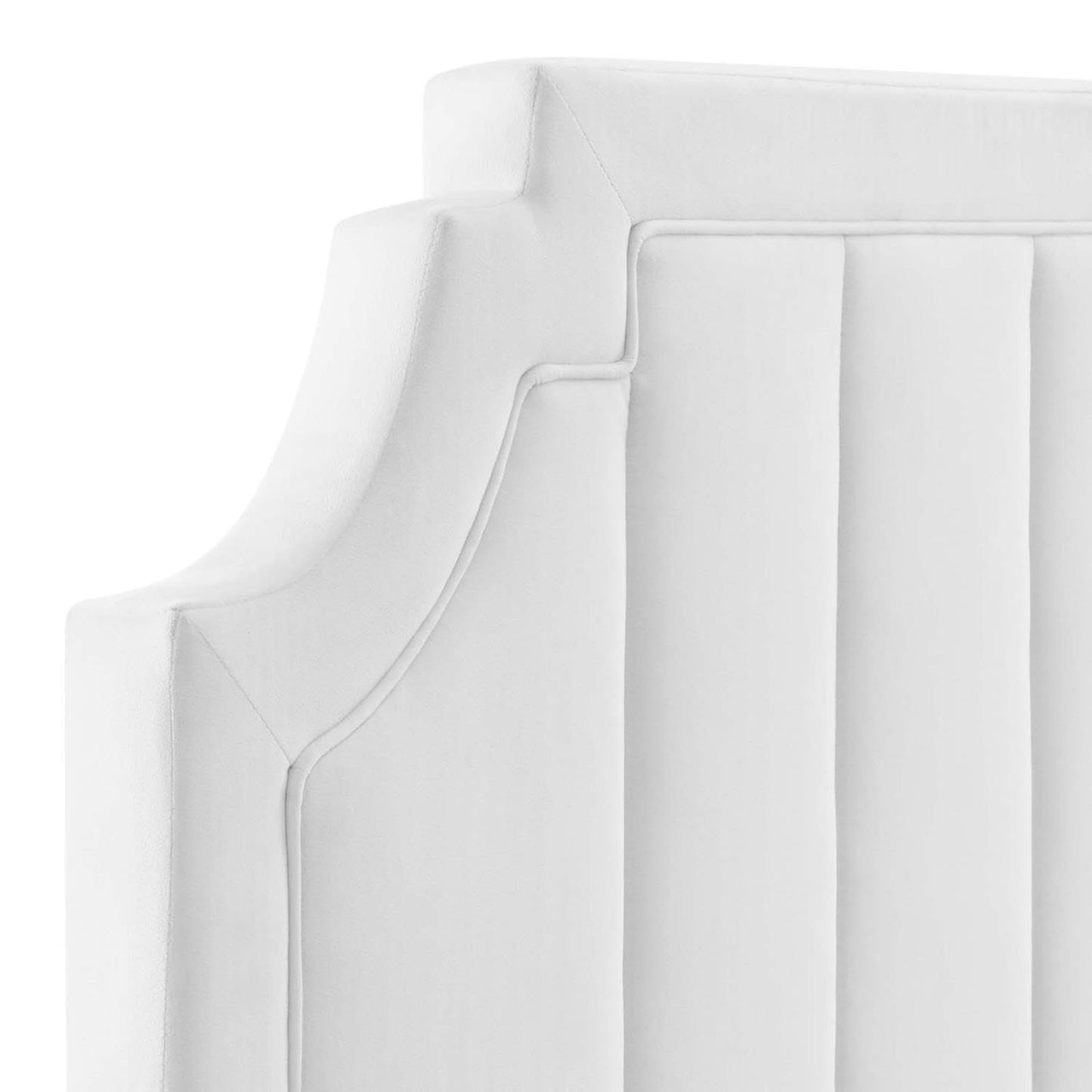 headboards | CasaFoyer Alyona Channel Tufted Performance Velvet Full/Queen Headboard | Glam Deco Style | Vintage Modern Elegance | Stain-Resistant | Adjustable | White | casafoyer.myshopify.com