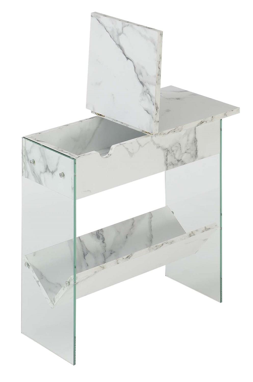 TABLE | Ergode SoHo Flip Top End Table | Charging Station, Storage & USB Ports | Modern Design, Cable Management | Durable Particle Board | SoHo Collection | casafoyer.myshopify.com