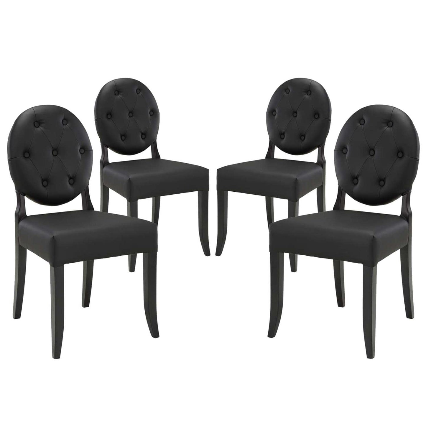 home office desk chairs | CasaFoyer Button Chair Set of 4 | Vinyl Installation for Light & Joy | Padded Black Seating & Legs | Comfortable & Stylish | casafoyer.myshopify.com