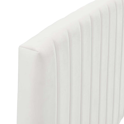 Bed | CasaFoyer Rebecca Twin Channel Tufted Performance Velvet Upholstered Headboard | Elegant White Design | Durable Solid Wood Construction | Stain-Resistant Velvet Upholstery | Ultimate Comfort with Dense Foam Padding | casafoyer.myshopify.com