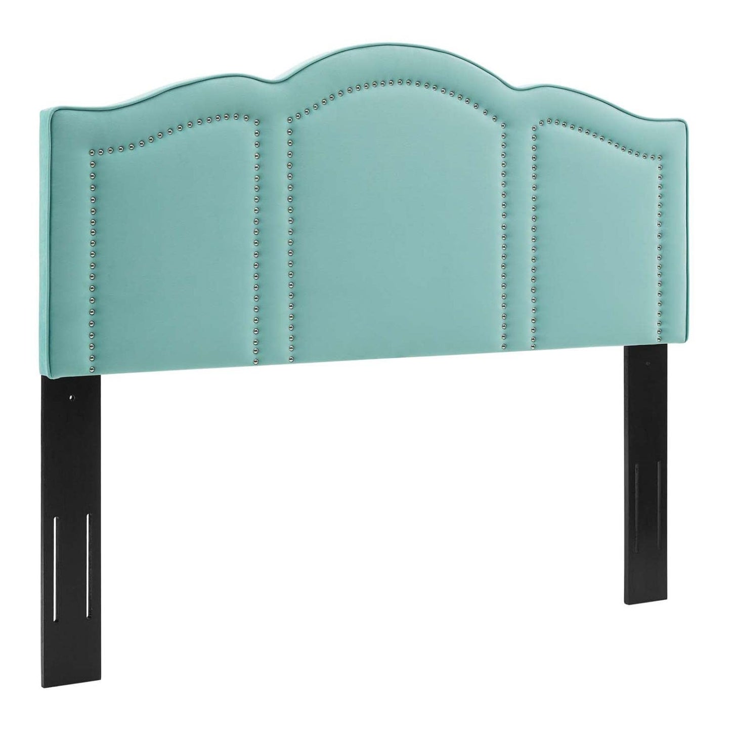 headboards | CasaFoyer Cecilia Performance Velvet King/California King Headboard | Luxurious Glam Deco Style | Nailhead Trim & Arched Window Designs | Stain-Resistant Upholstery | Comfortable Foam Padding | Height-Adjustable | Assembly Required | casafoyer.myshopify.com