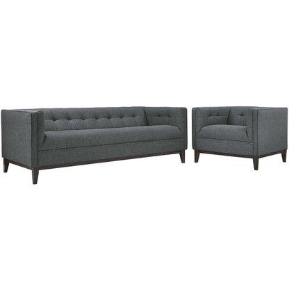 kitchen and dining room sets | CasaFoyer Serve Tufted Button Upholstered Living Room Set - Gray | Armchair & Sofa | Premium Polyester Upholstery | Plush Foam Cushioning | Walnut Stained Wood Legs | Timeless & Sophisticated Design | casafoyer.myshopify.com