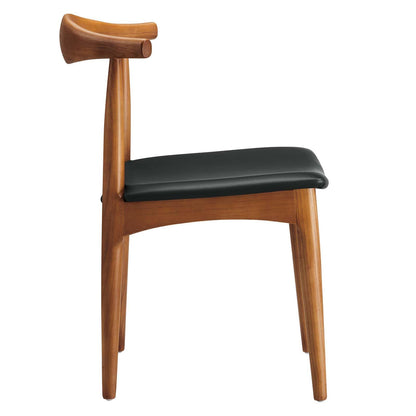 Sofa & chair Sets | Tracy Dining Side Chair Set of 4 | Mid-Century Wood Frame | Foam Padded Seat | Black Leatherette Upholstery | casafoyer.myshopify.com