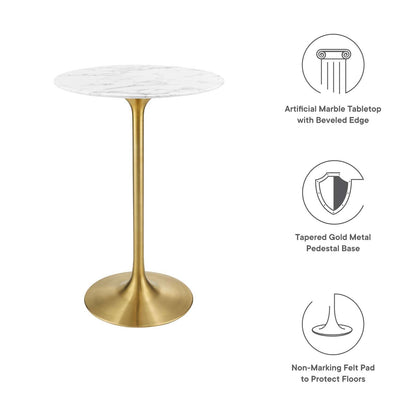 patio dining tables | CasaFoyer Lippa 28 Bar Table | Iconic Modern Design | Circular Marble Top | Scratch-Resistant Finish | Gold White | casafoyer.myshopify.com